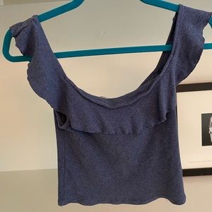 Intimately Free People Blue Ruffle Crop Top